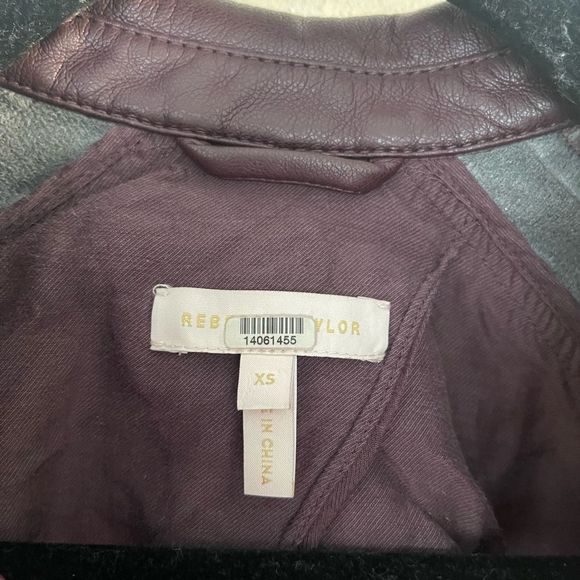 Rebecca Taylor Maroon Faux Vegan Leather Button Down - Picture 3 of 6